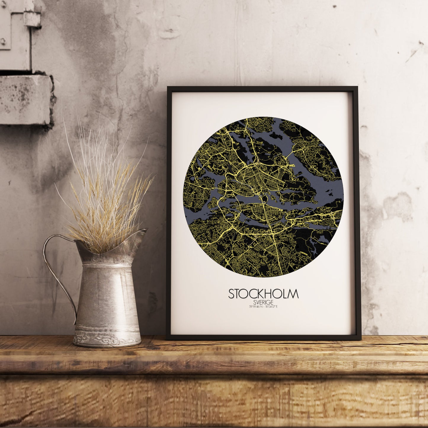 Mapospheres stockholm Night round shape design poster city map