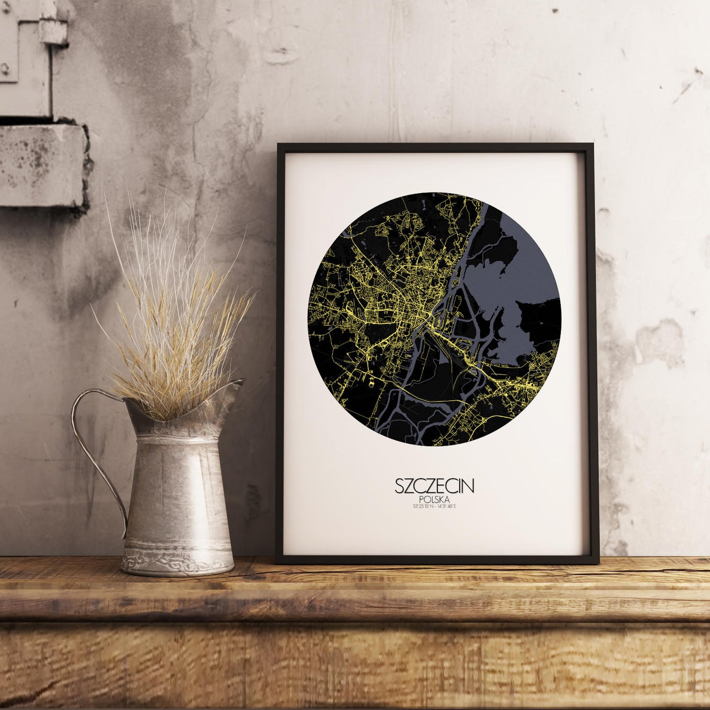 Mapospheres Szeczin Night round shape design poster city map