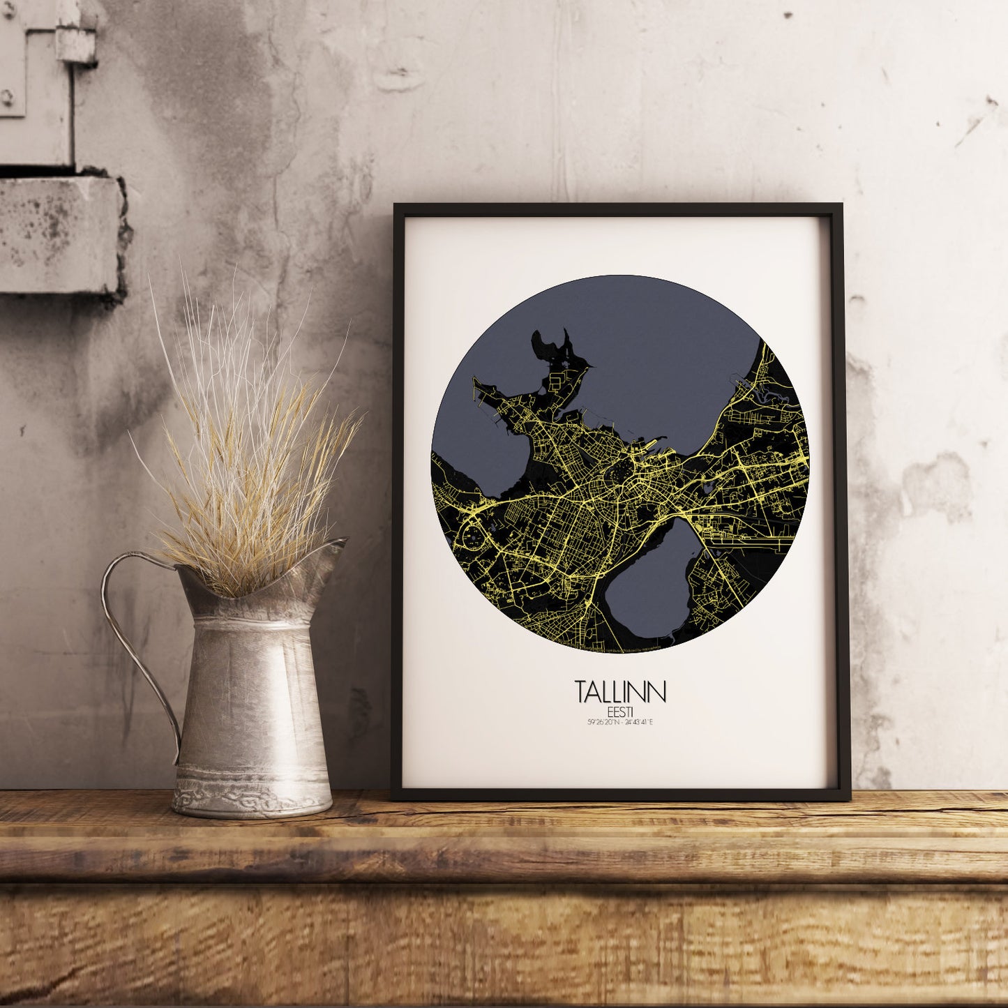 Mapospheres Tallinn Night round shape design poster city map