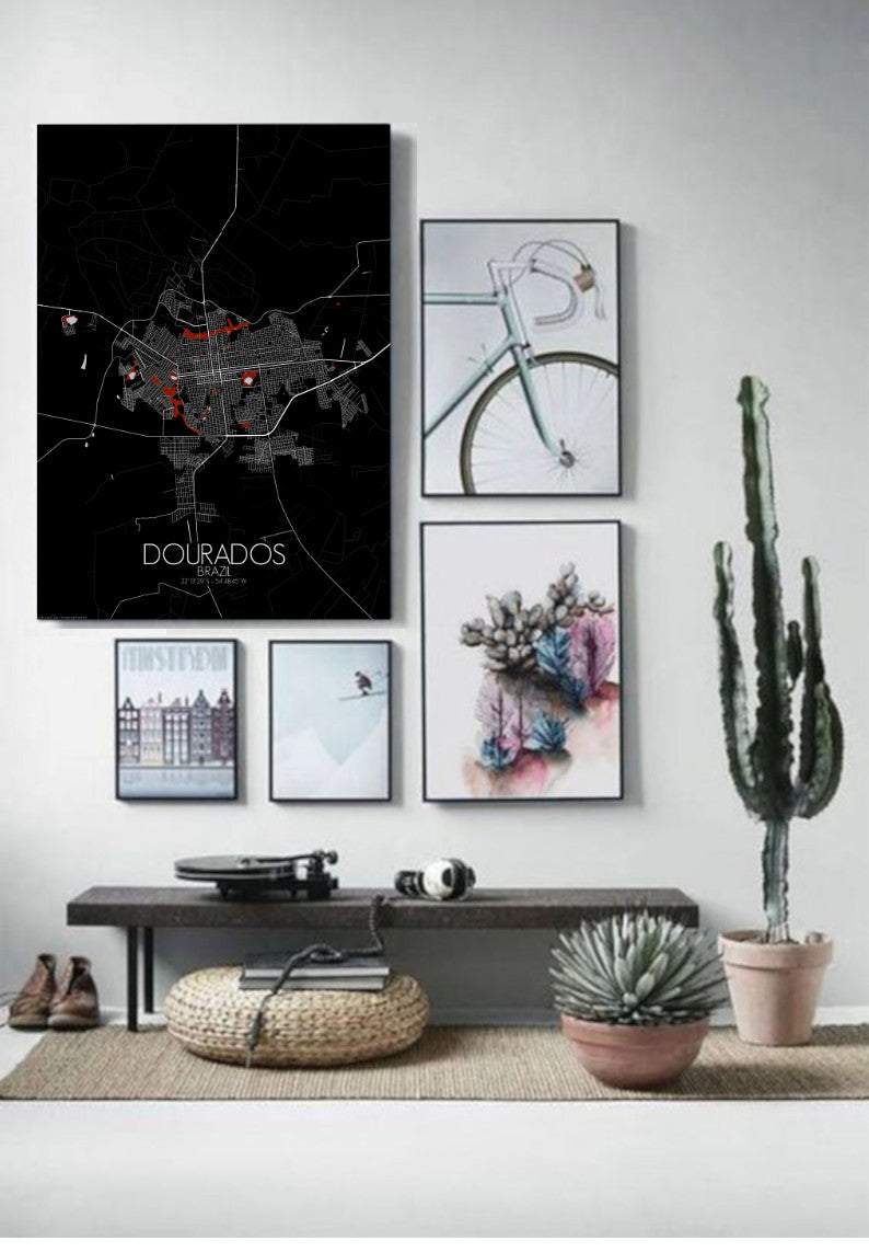 Mapospheres Dourados Red dark full page design poster city map