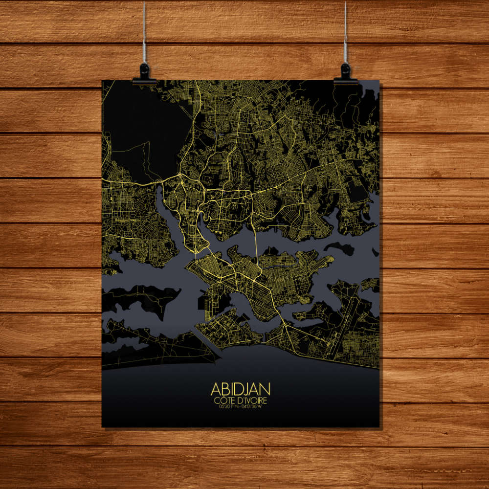 Mapospheres Abidjan Night Design full page design poster city map