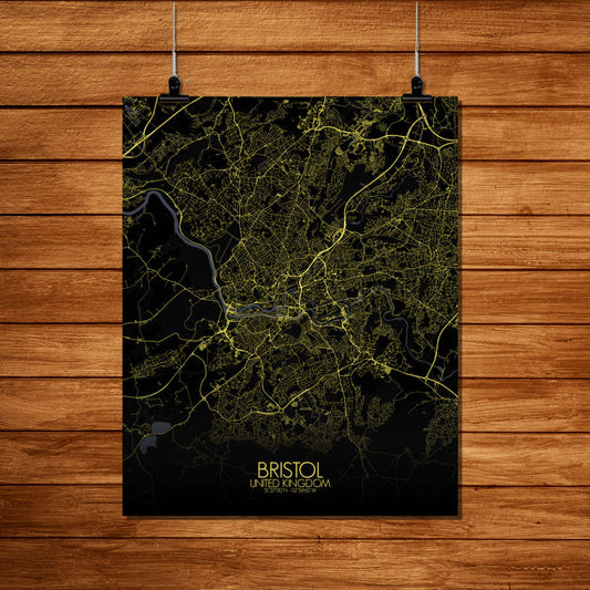 Mapospheres Bristol Night Design full page design poster city map