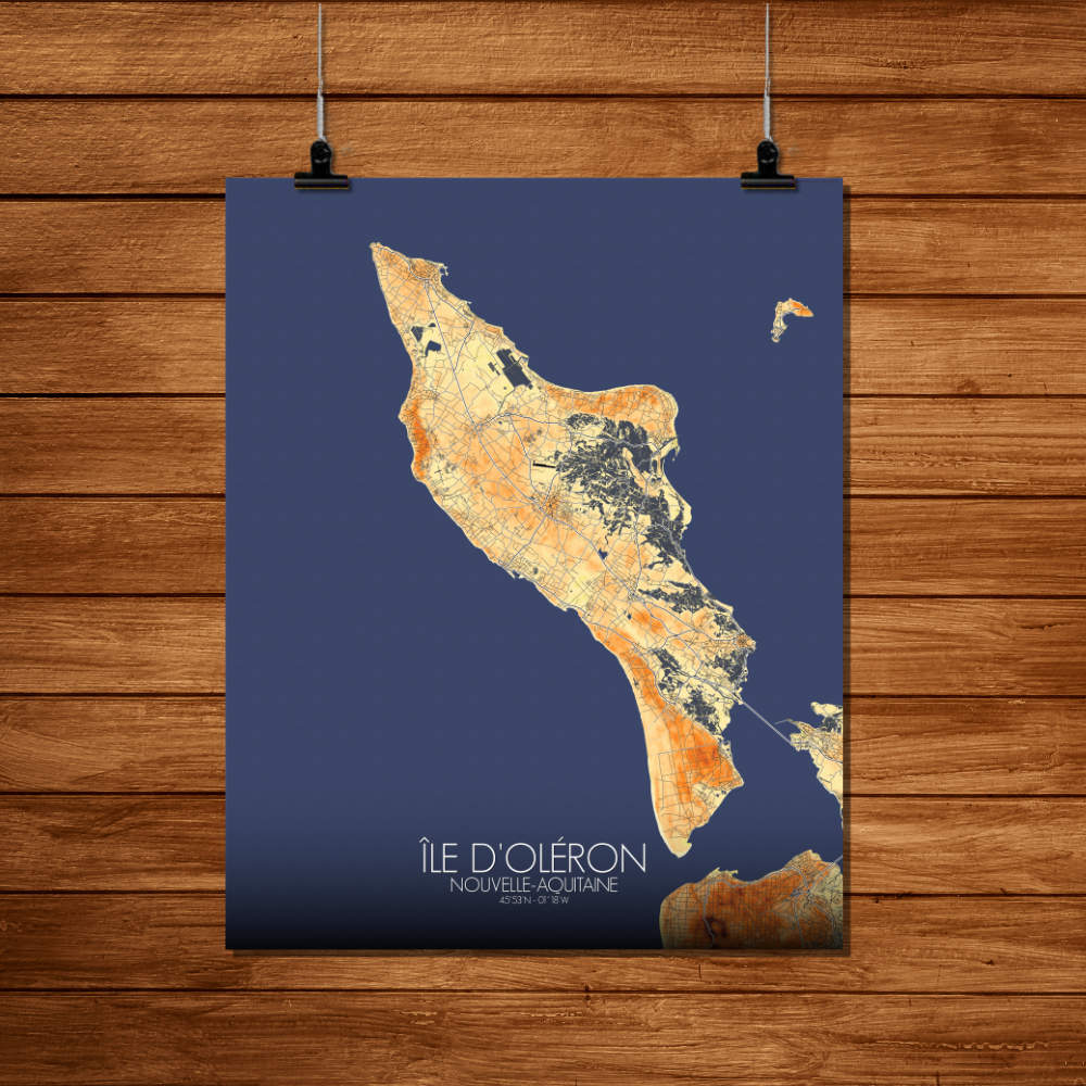 Mapospheres oleron Elevation Map full page design poster city map