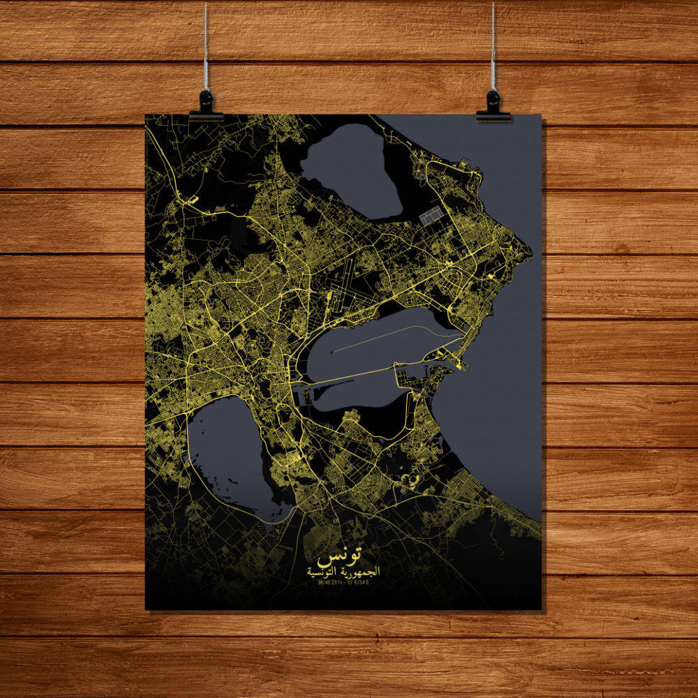 Mapospheres Tunis Night full page design poster city map