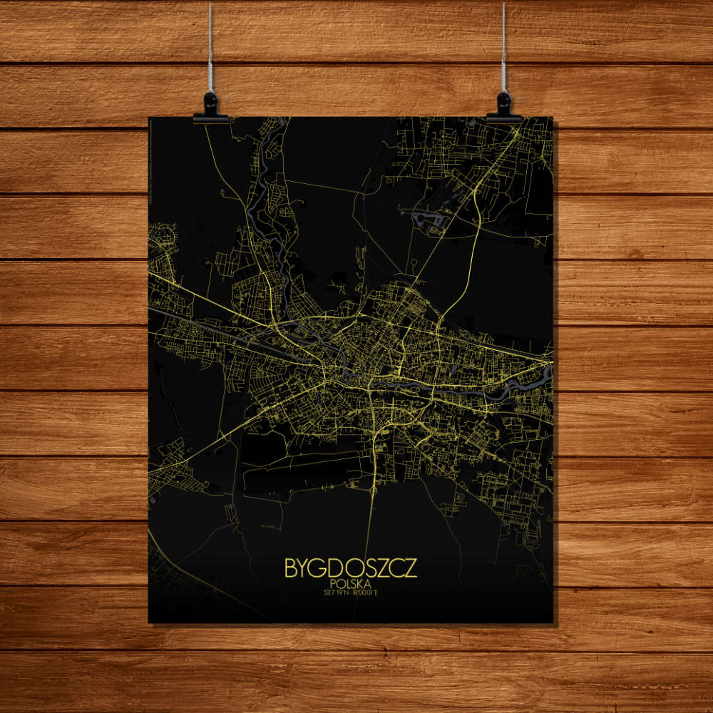 Mapospheres Bygdoszcz Night Design full page design poster city map
