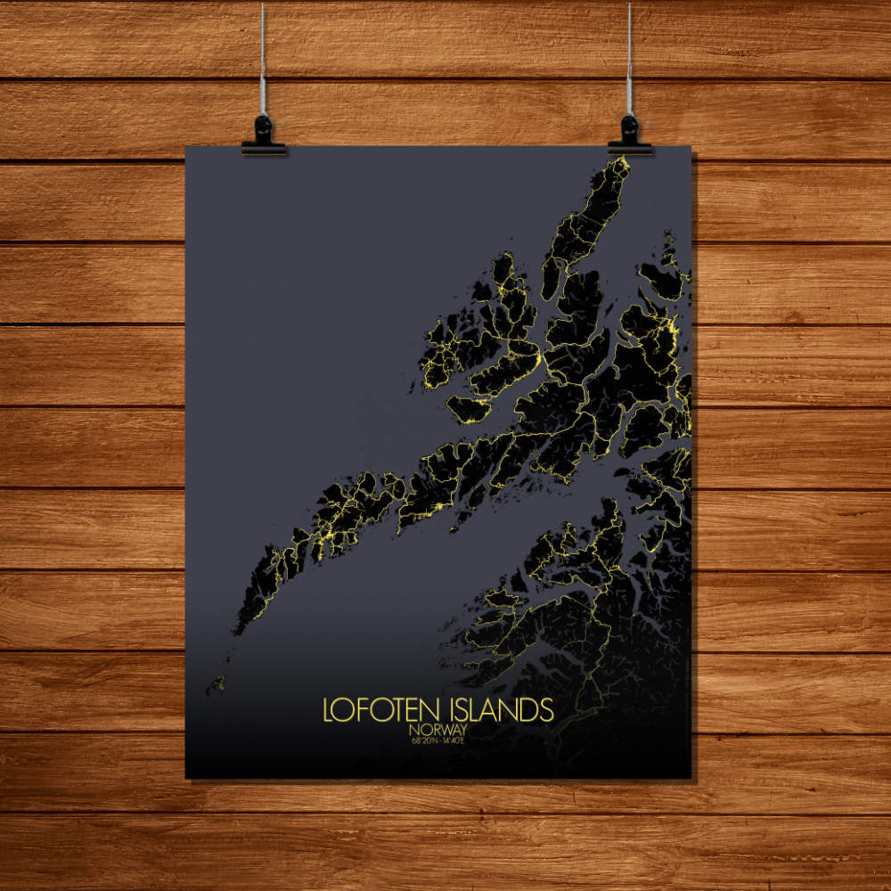 Mapospheres Lofoten Night Design full page design poster city map