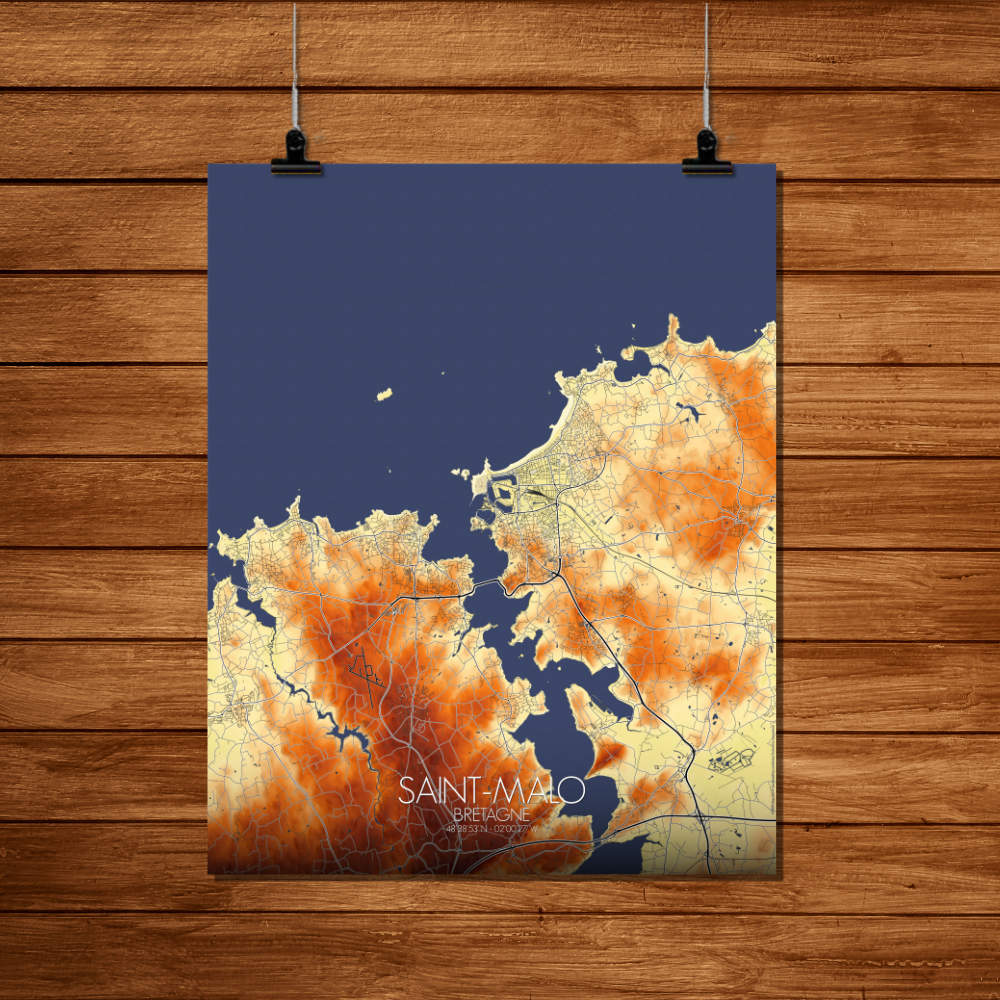 Mapospheres Saint Malo Elevation Map full page design poster city map