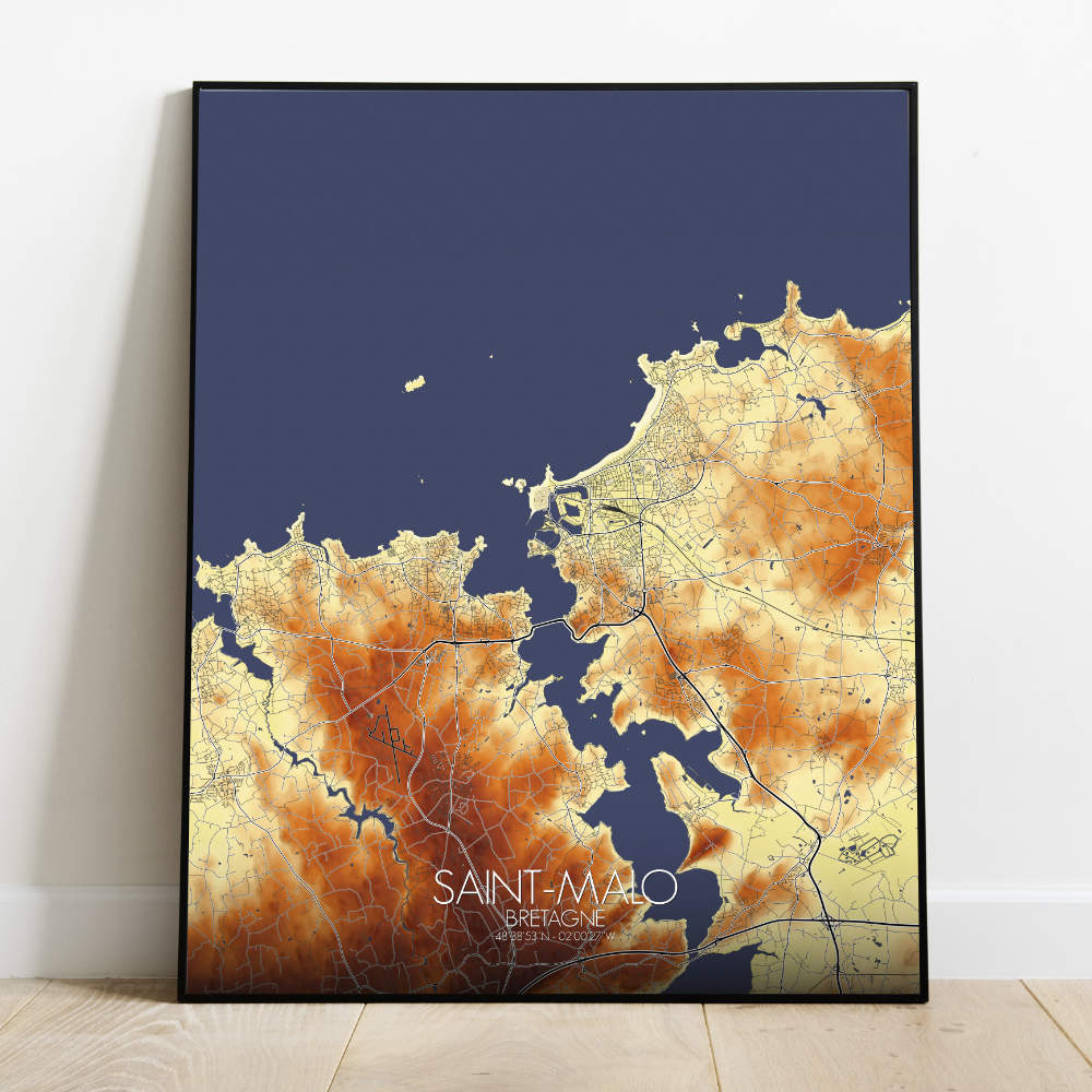 Mapospheres Saint Malo Elevation Map full page design poster city map