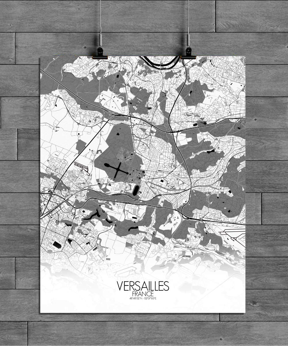Mapospheres Versailles Black and White full page design poster city map