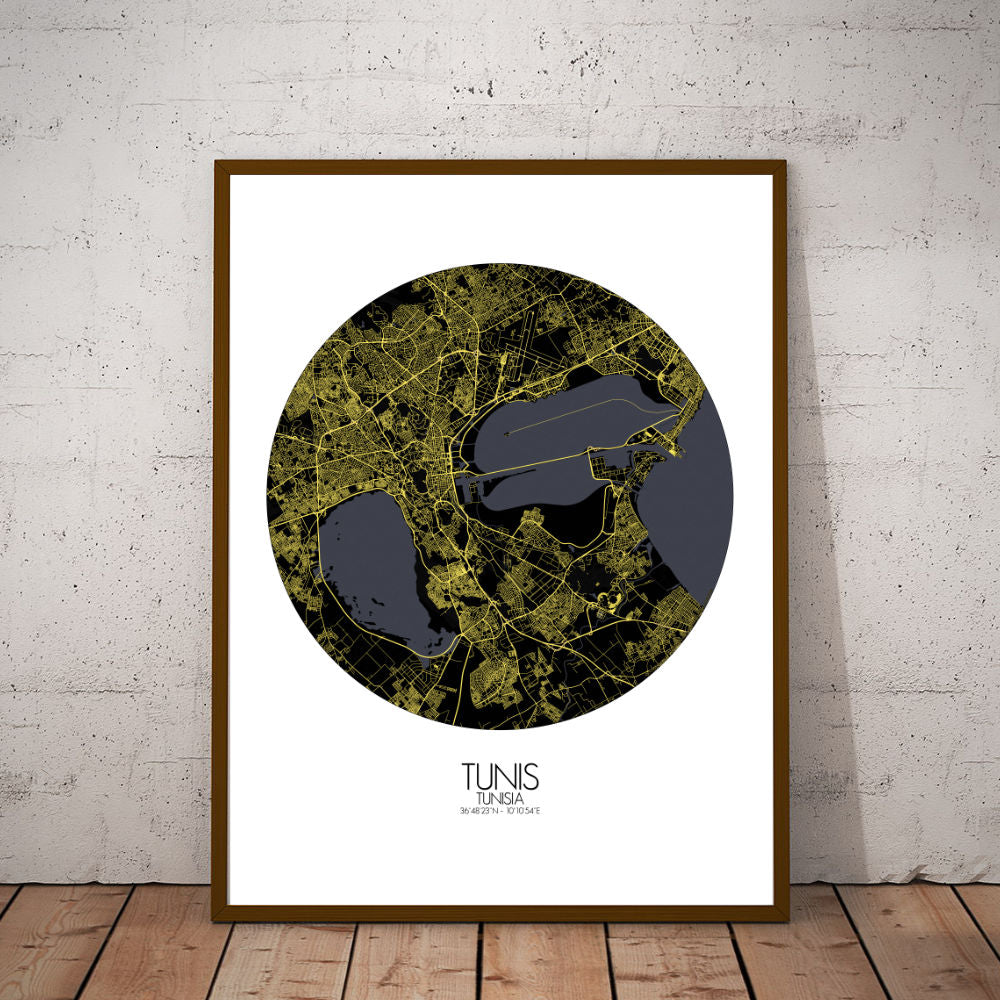 Mapospheres Tunis Night round shape design poster city map