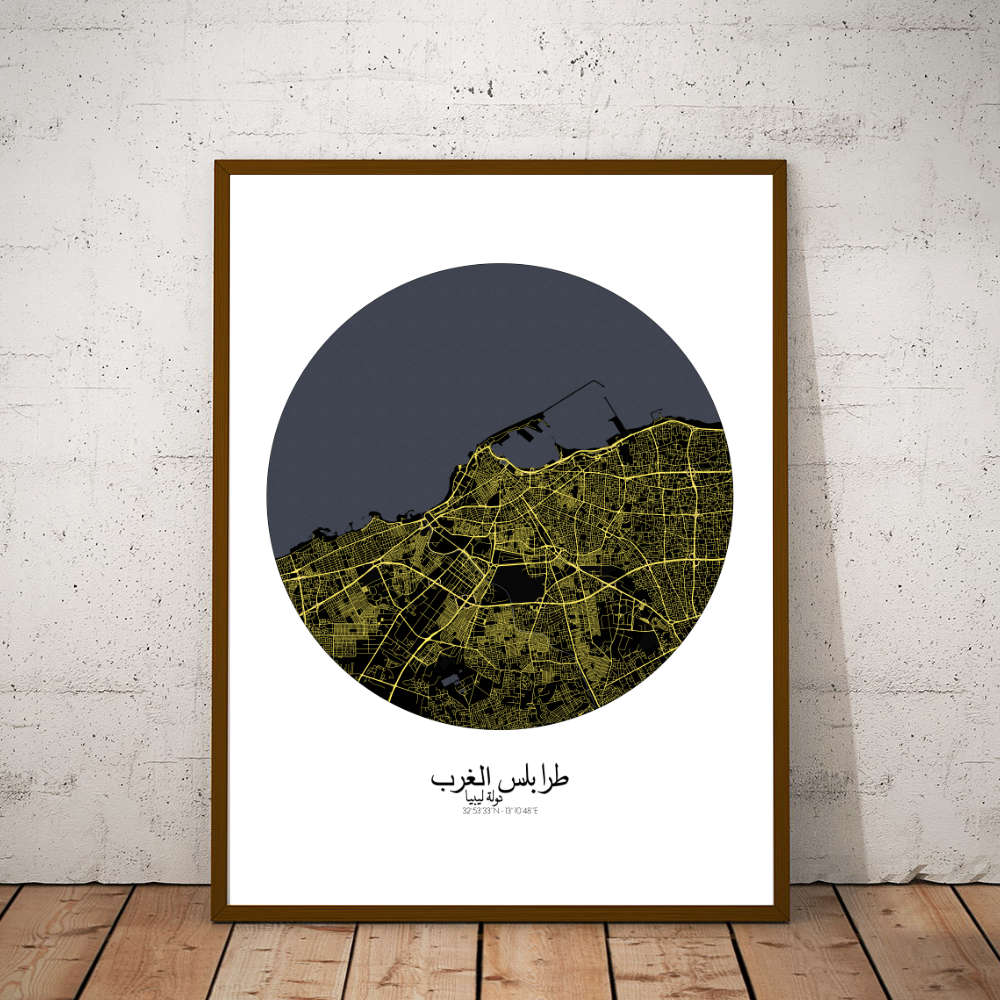 Mapospheres Tripoli Night round shape design poster affiche city map