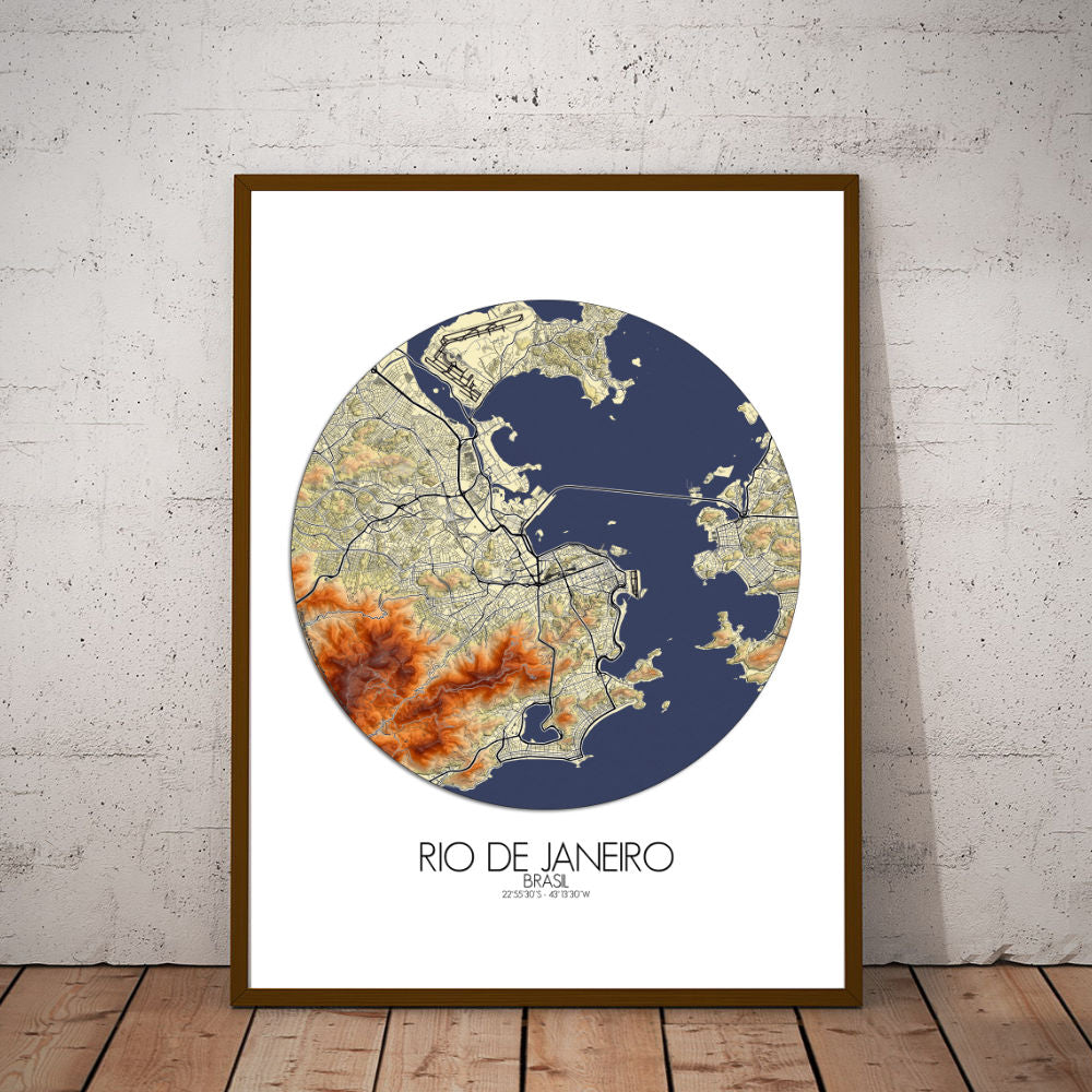 Mapospheres Rio de Janeiro Elevation map round shape design poster city map