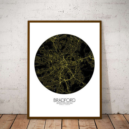 Mapospheres Bradford Night round shape design poster city map