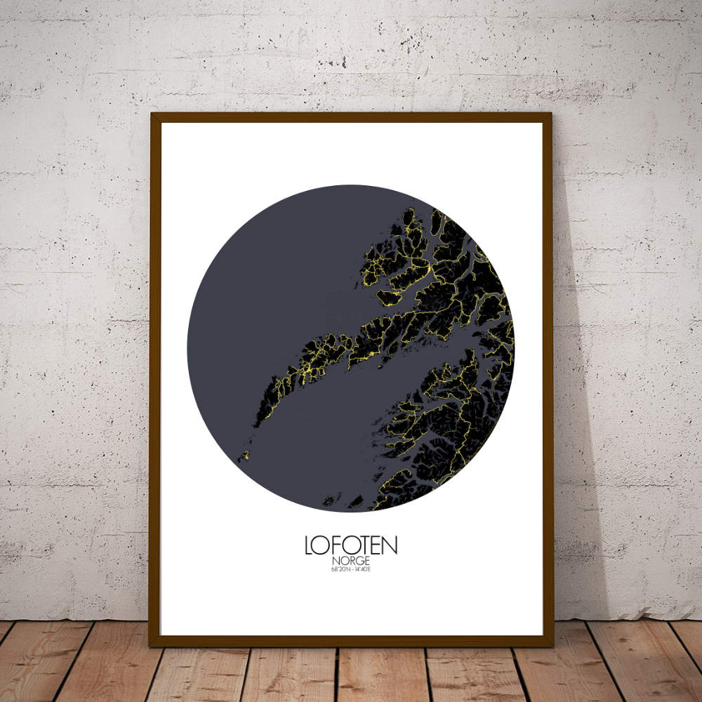 Mapospheres Lofoten Night round shape design poster city map