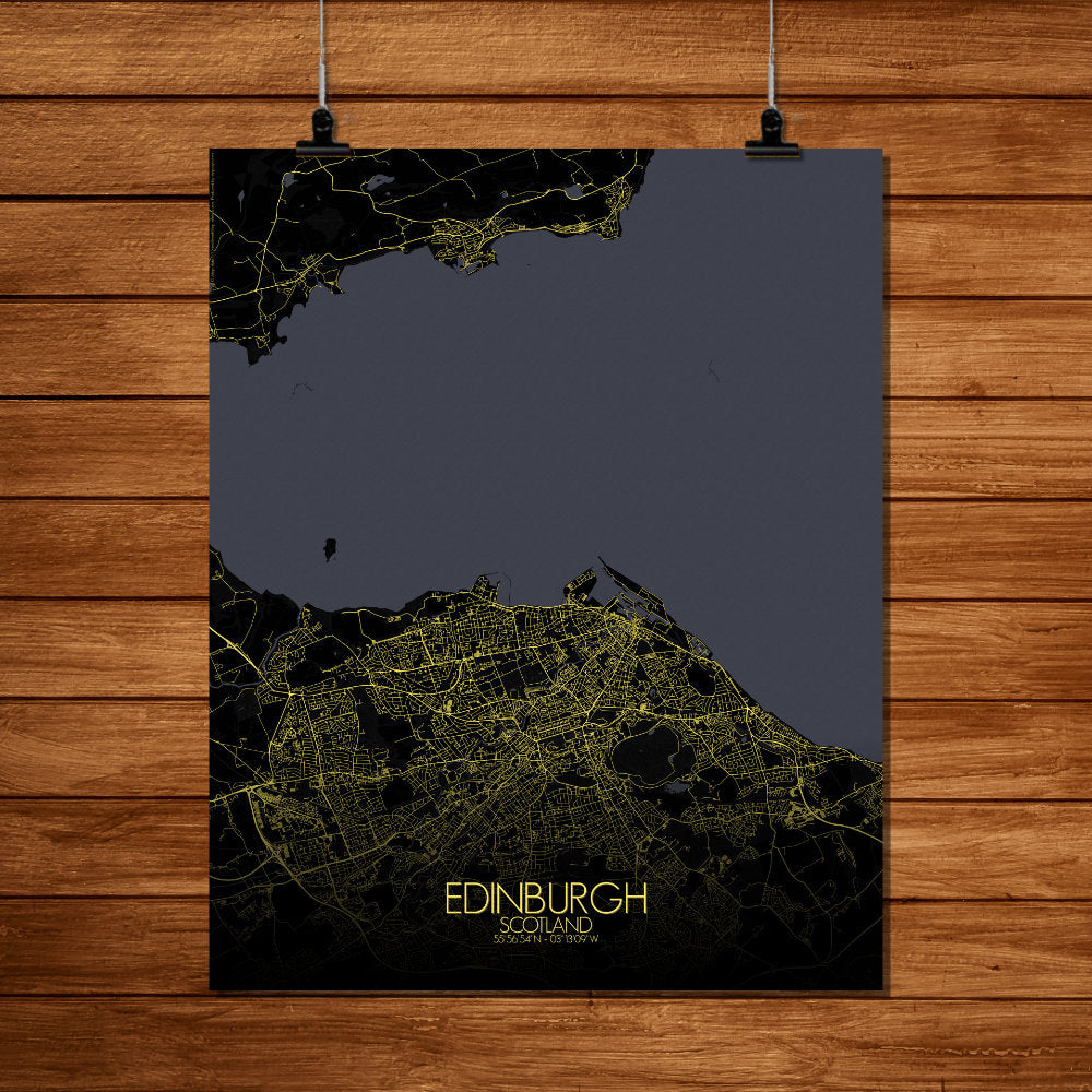 Mapospheres Edinburgh Night full page design poster city map