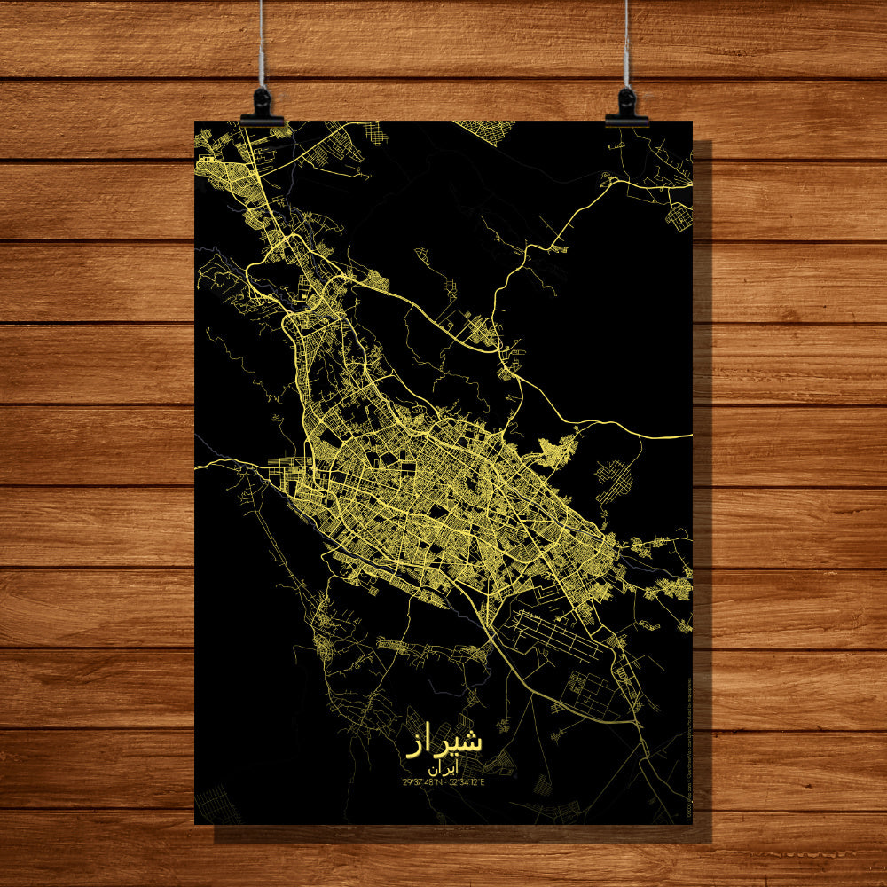 Shiraz Night full page design poster city map