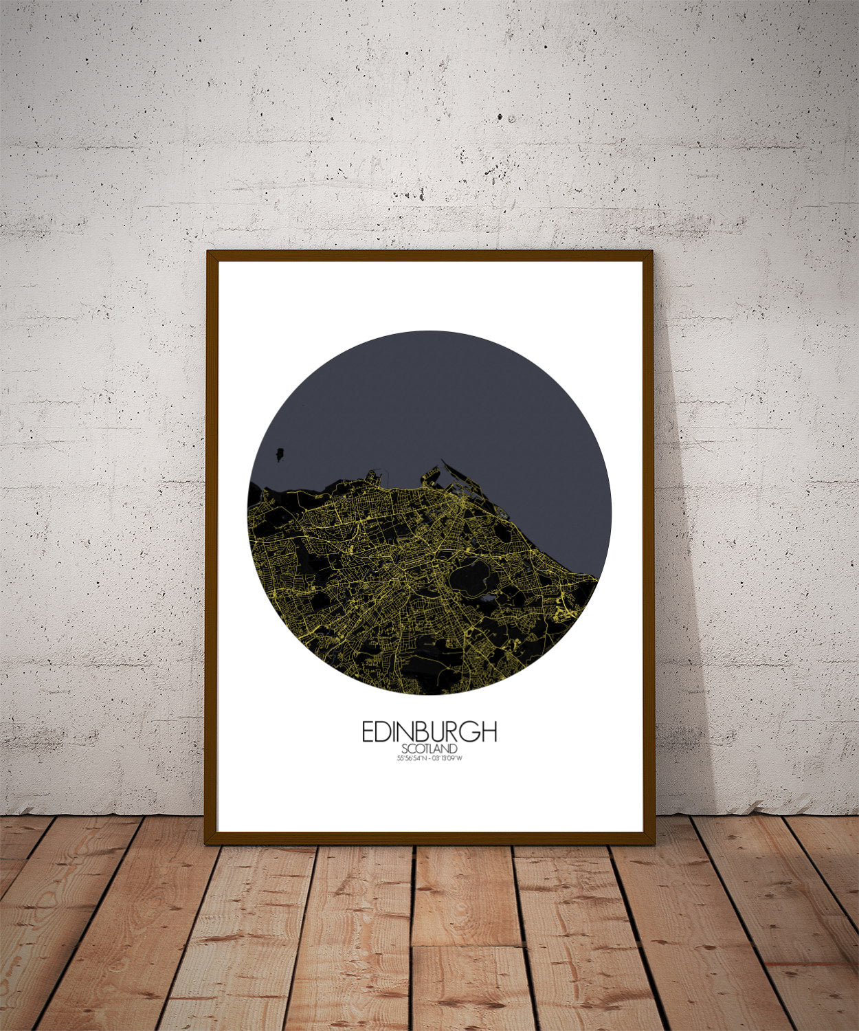Mapospheres Edinburgh Night round shape design poster city map