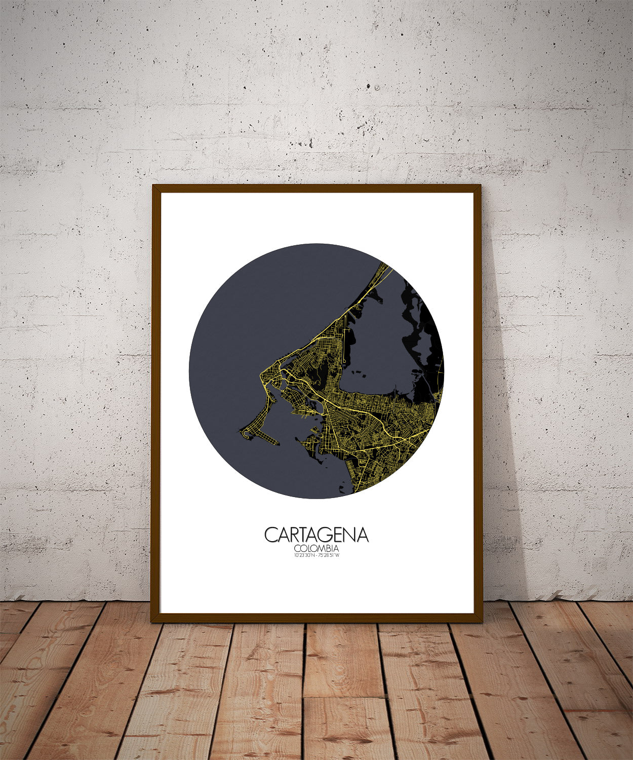 Cartagena Night round shape design poster city map