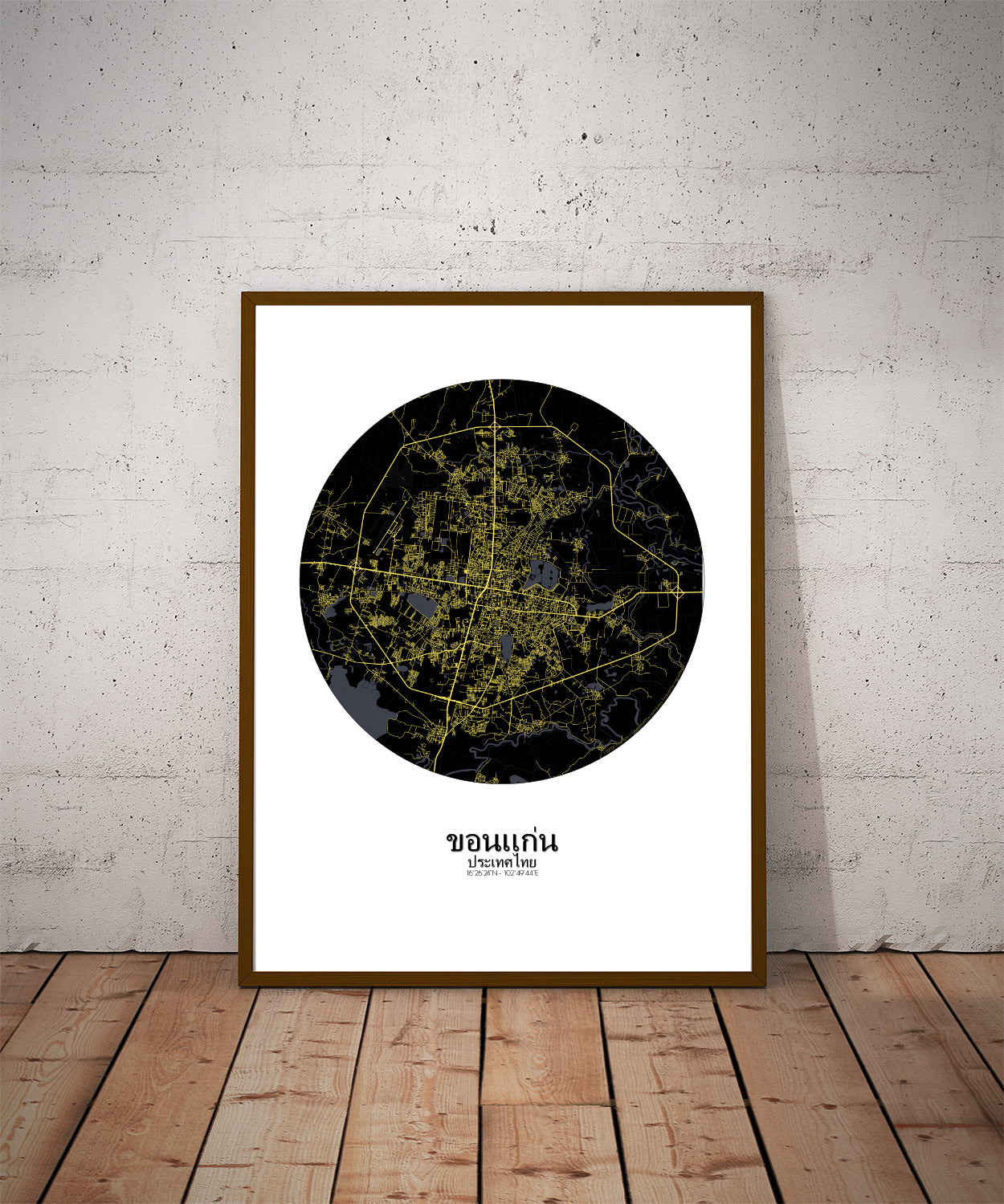 Khonkaen Night round shape design poster city map