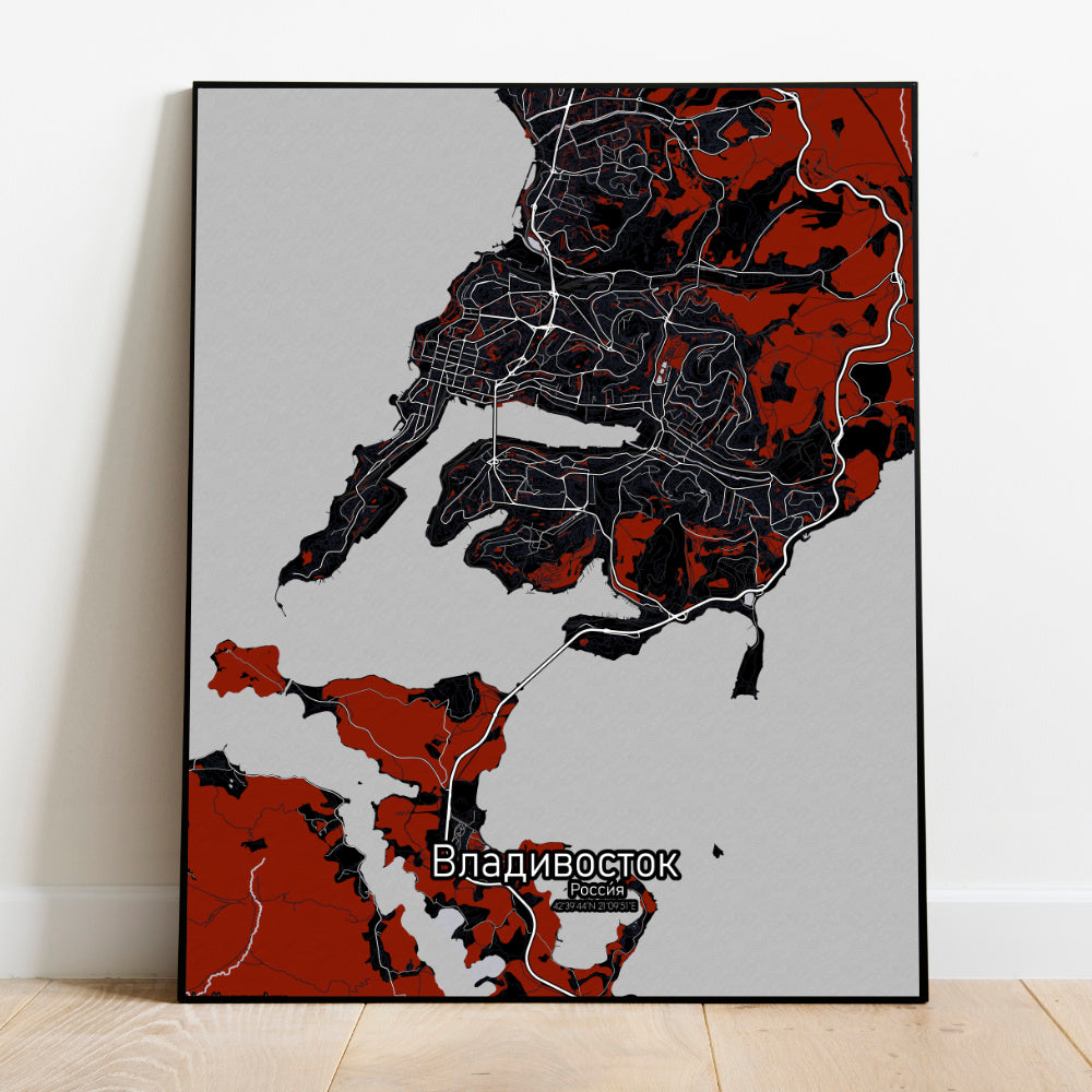 Aberdeen Red dark full page design poster city map