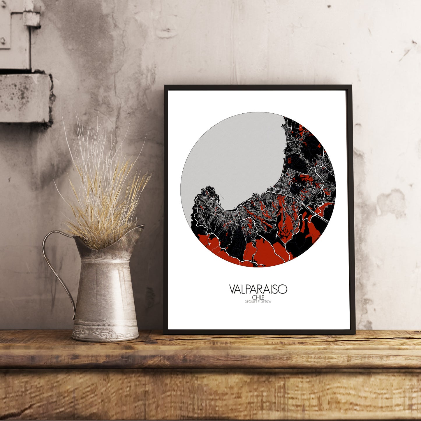Aberdeen Red dark round shape design poster city map