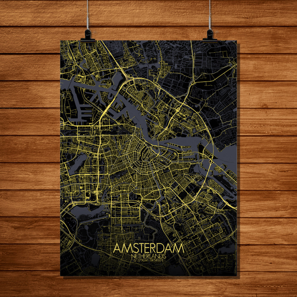 Amsterdam Netherlands | Large Art Custom City Poster – Map print Wall