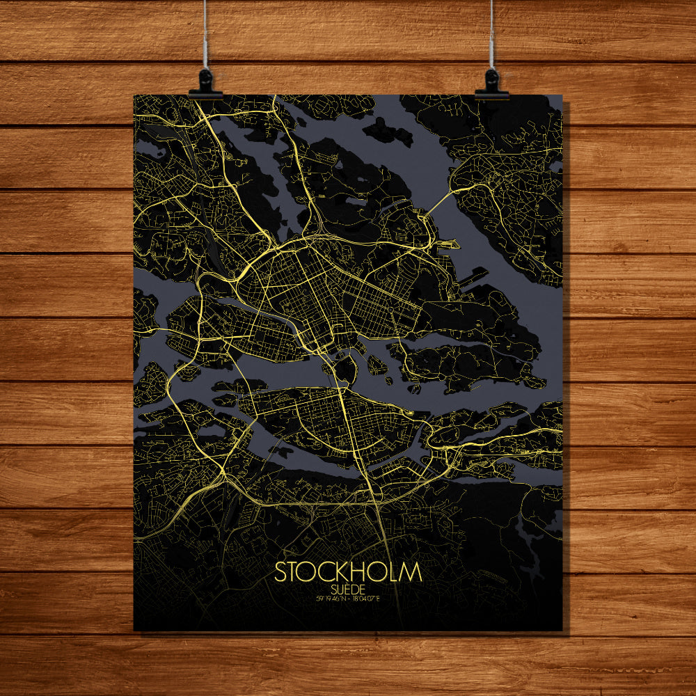 Mapospheres stockholm Night full page design poster city map