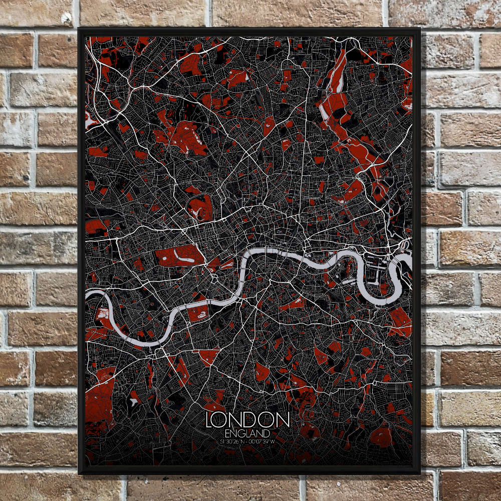 Red Full page design poster city map