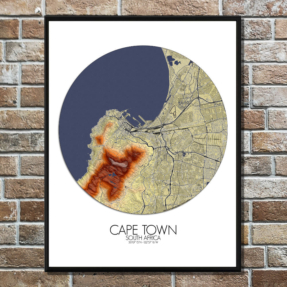 Mapospheres Cape Town Elevation map round shape design poster city map