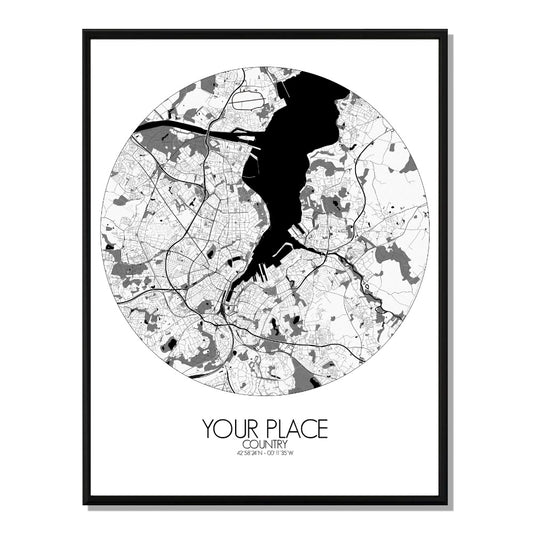 City map custom your map mapospheres B&W Design