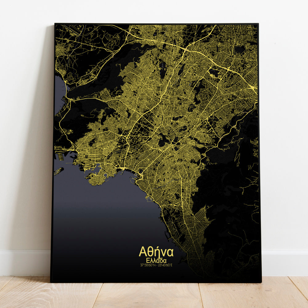 Mapospheres Athens Night round shape design poster city map