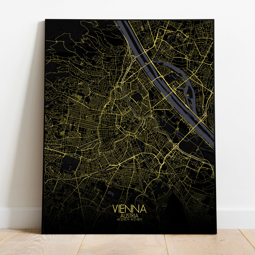 Mapospheres vienna Night full page design poster city map