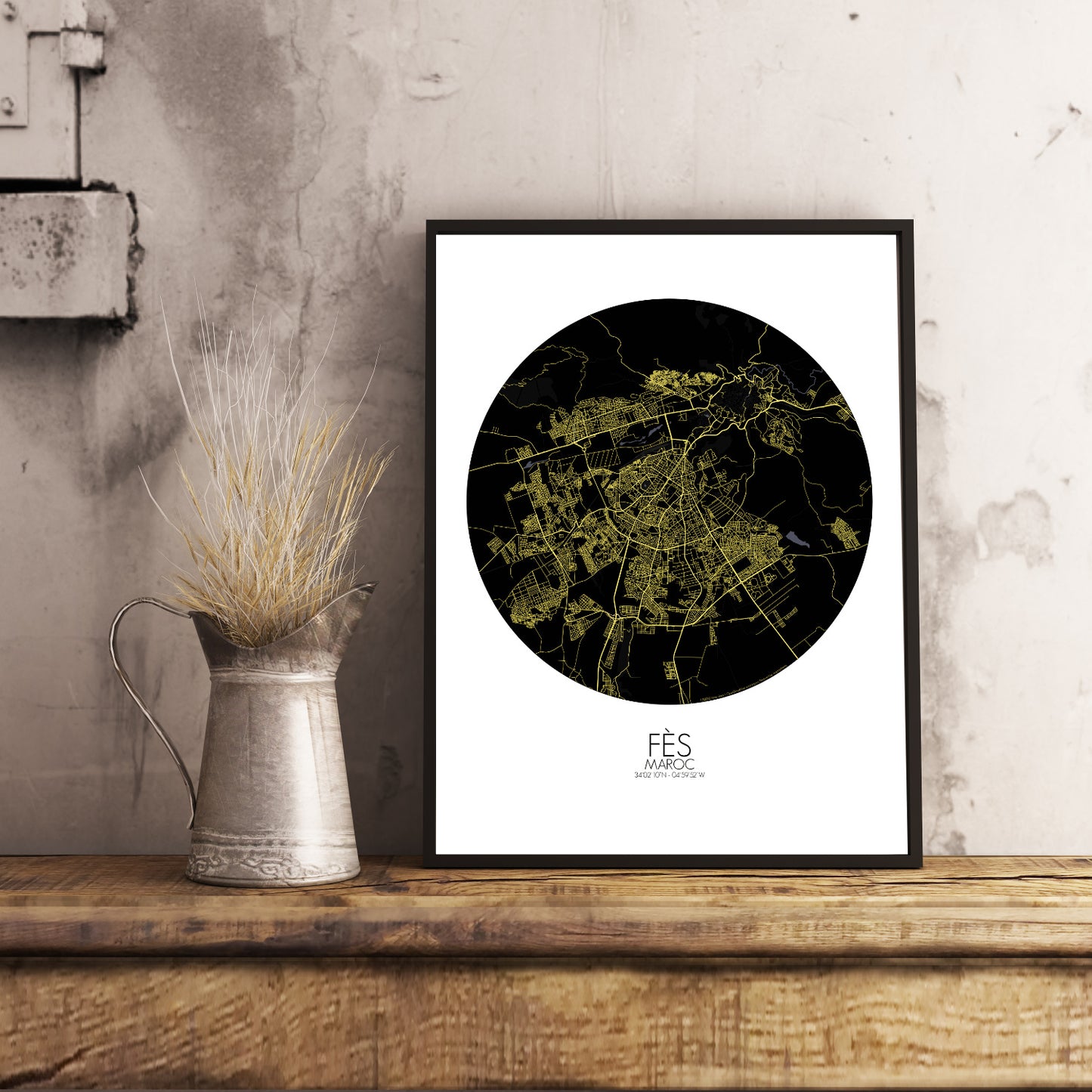 Mapospheres fez Night round shape design poster city map