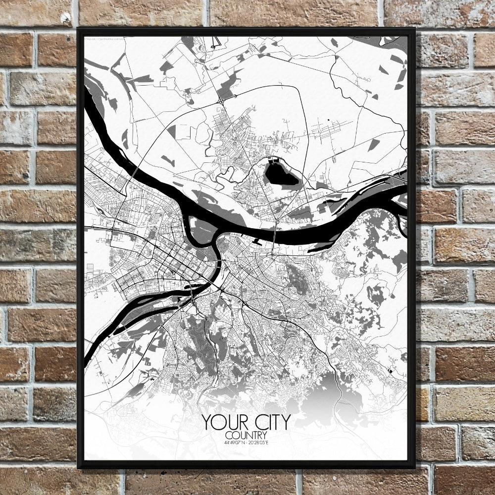 City map custom your map mapospheres B&W Design