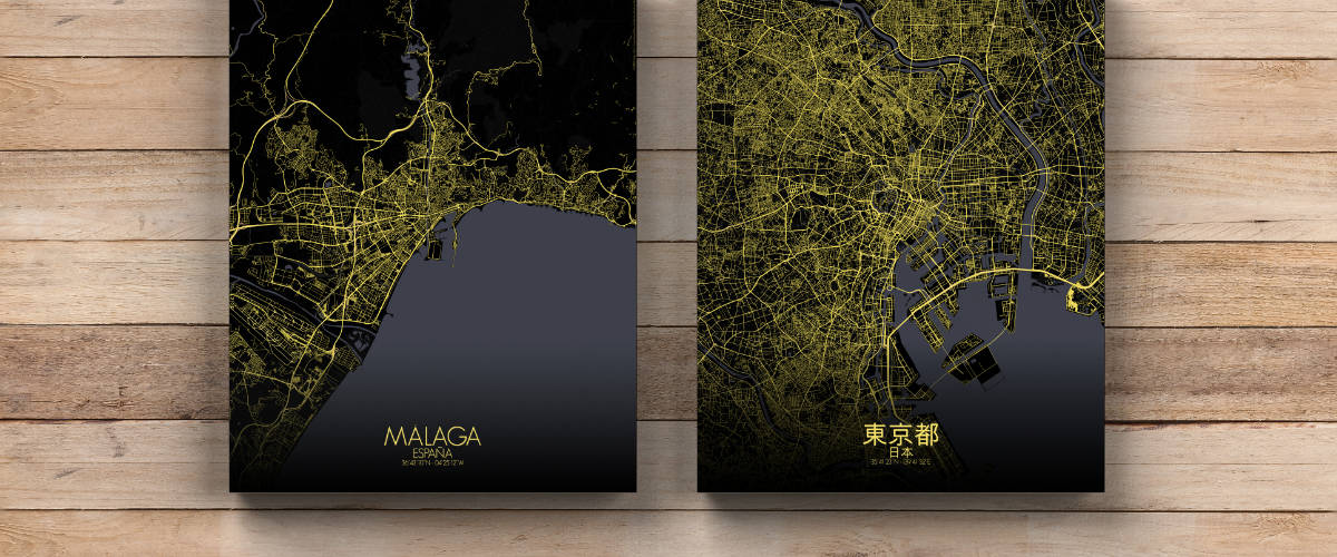 mapospheres Tokyo Malaga on canvas banner
