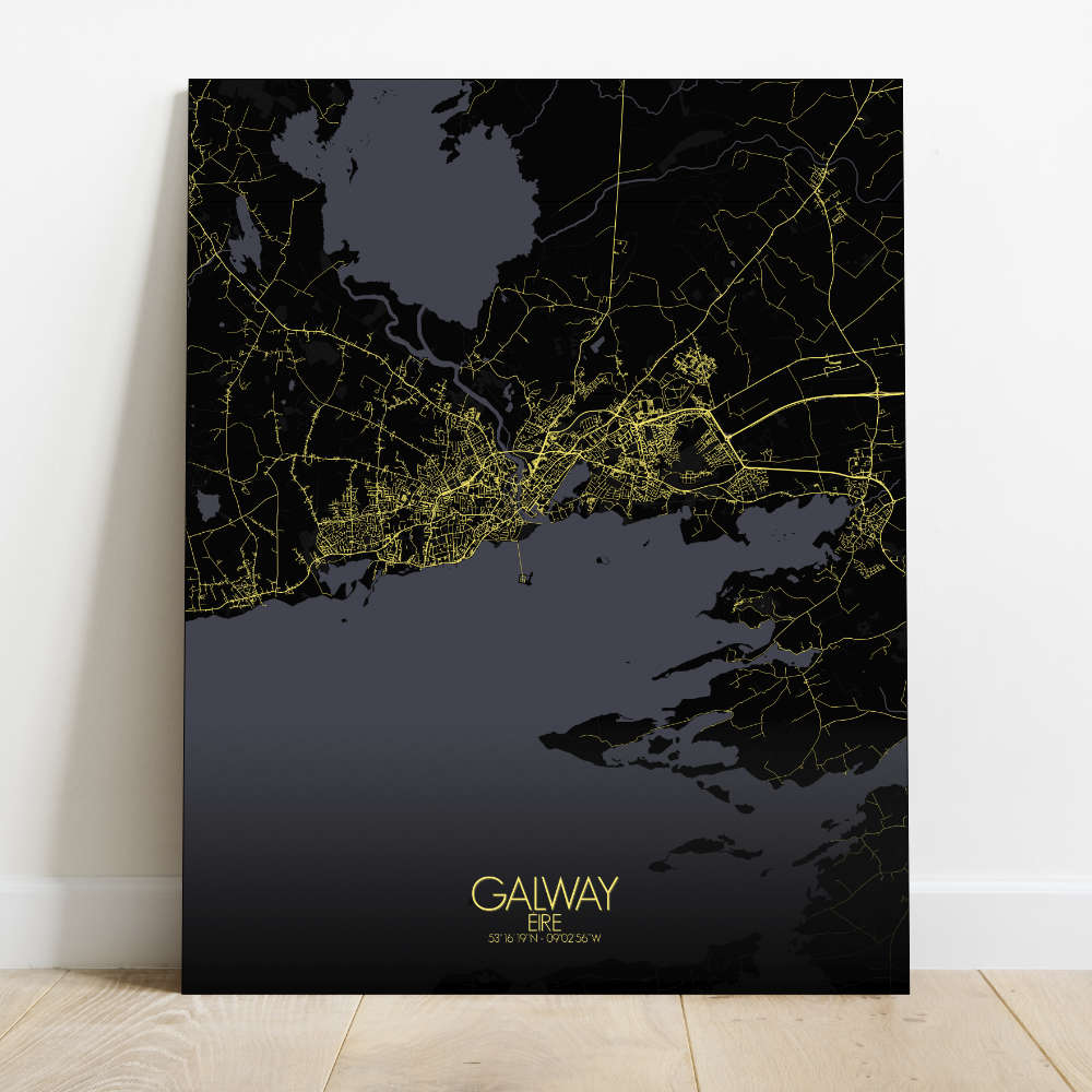 Mapospheres Galway Night Design full page design canvas city map
