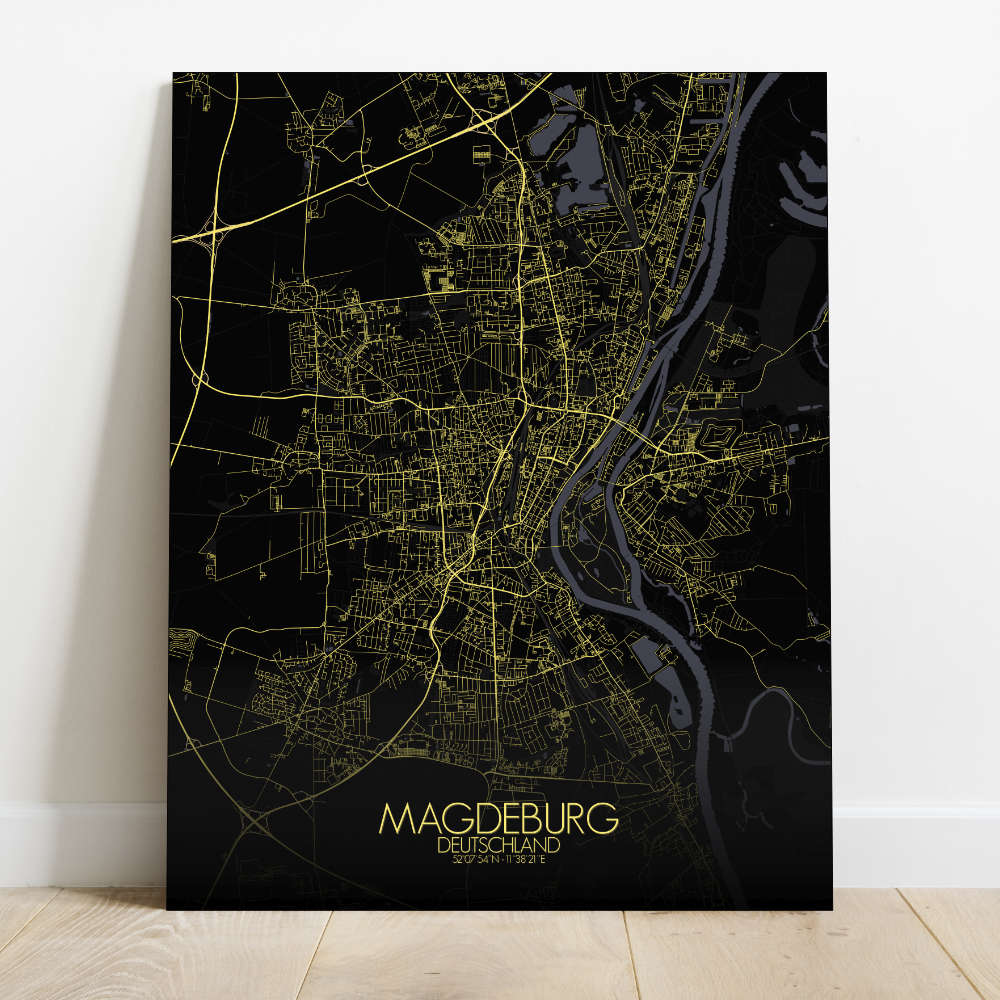 Mapospheres Magdeburg Night Design full page design canvas city map