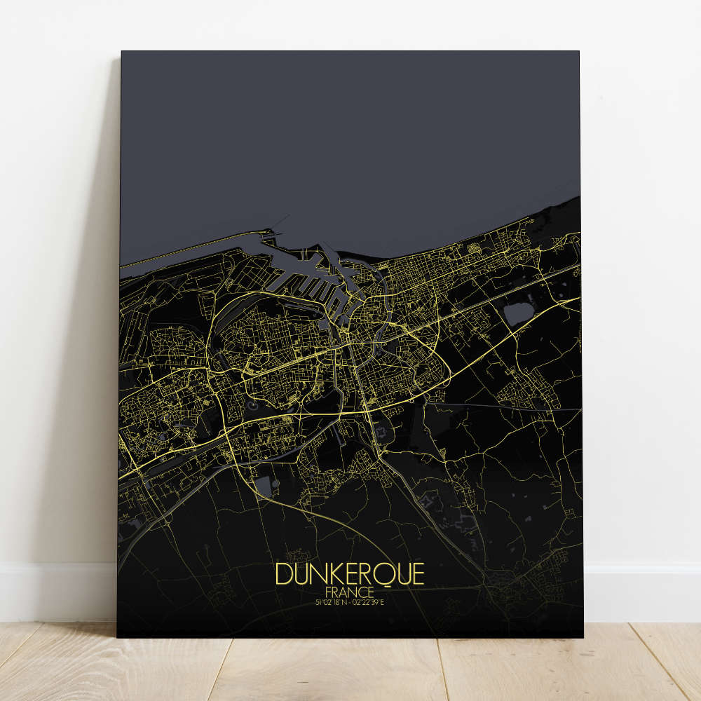 Mapospheres Dunkirk Night Design full page design canvas city map
