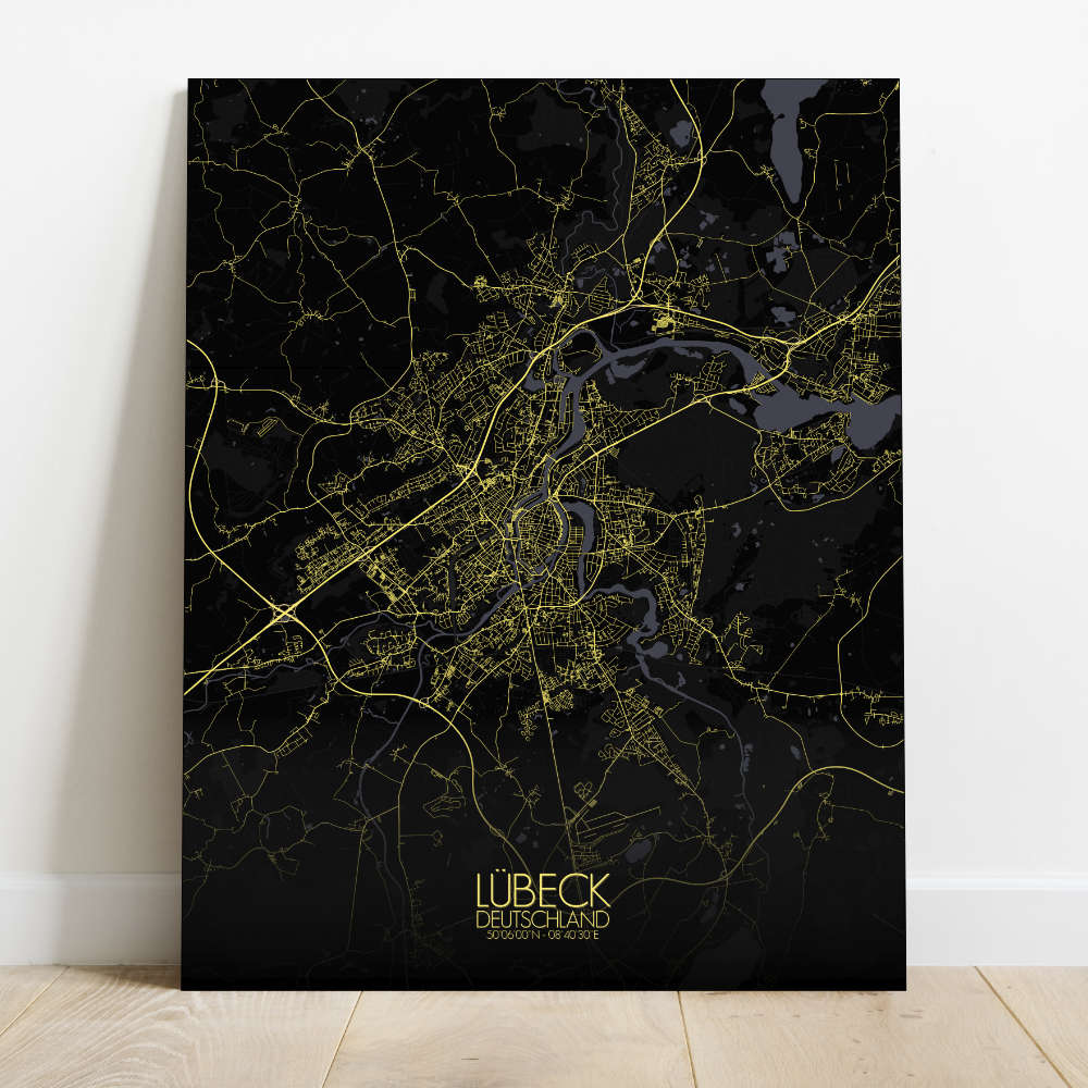 Mapospheres Lubeck Night Design full page design canvas city map