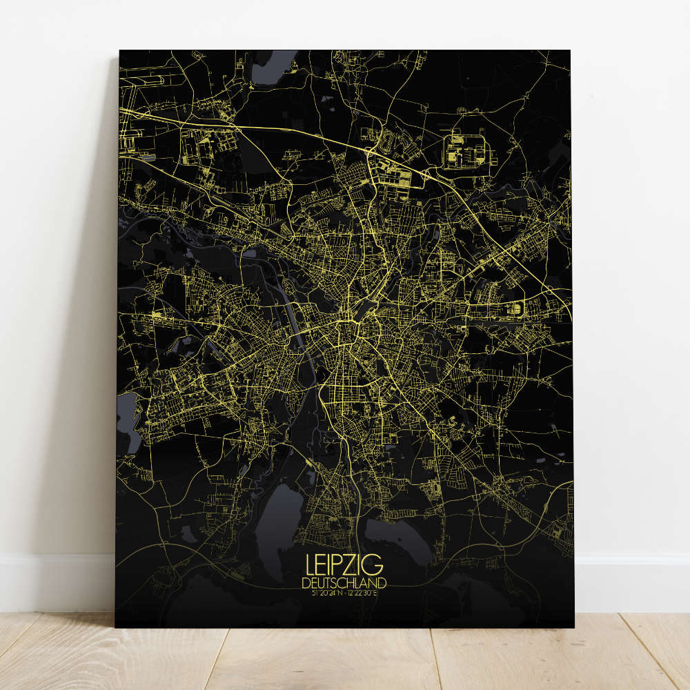 Mapospheres Leipzig Night Design full page design canvas city map