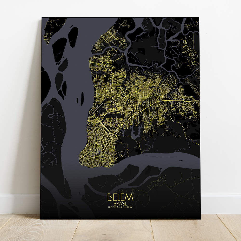 Mapospheres Belem Night Design full page design canvas city map
