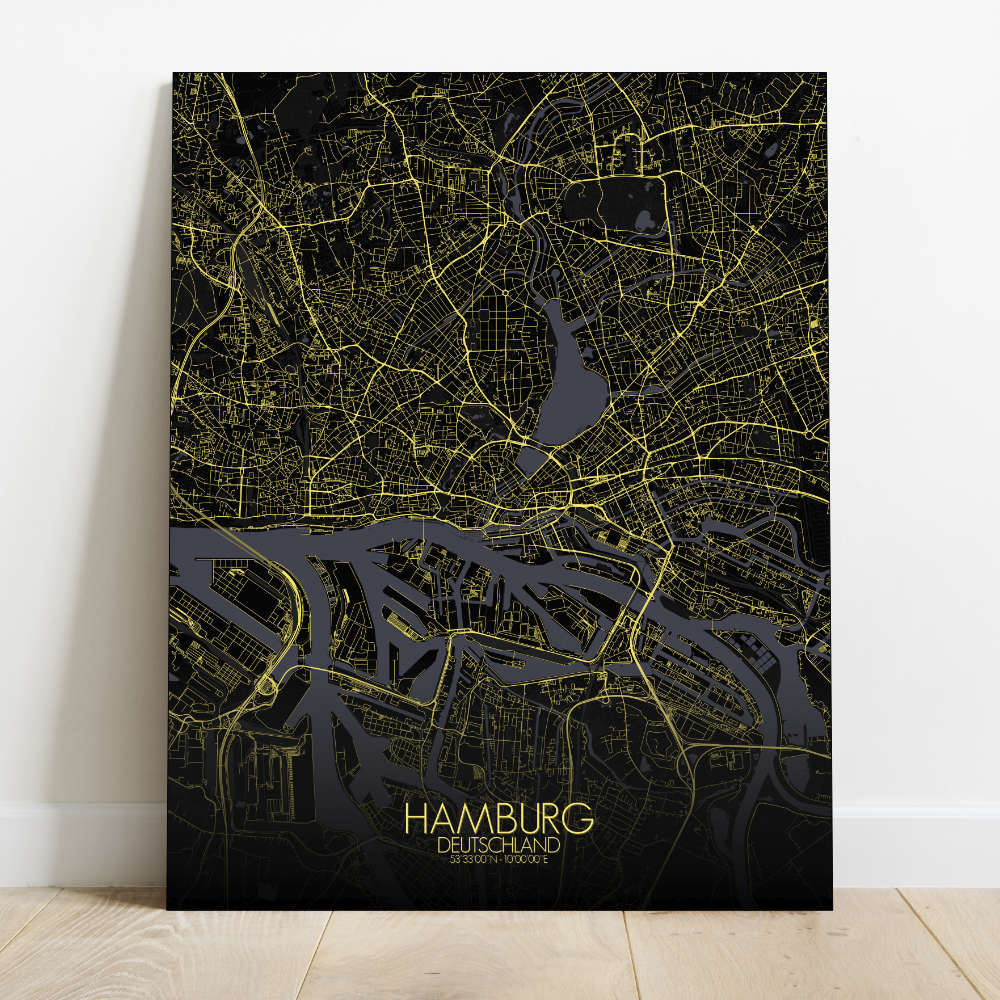 Mapospheres Hamburg Night Design full page design canvas city map