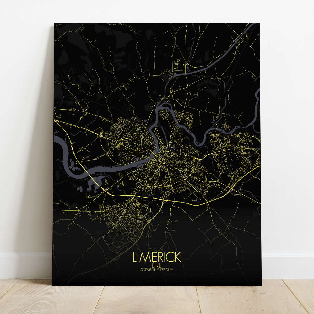 Mapospheres Limerick Night Design full page design canvas city map