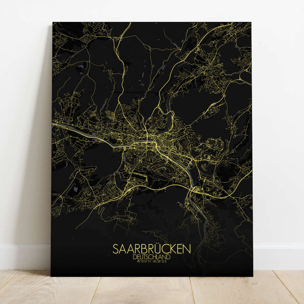 Mapospheres Saarbrucken Night Design full page design canvas city map