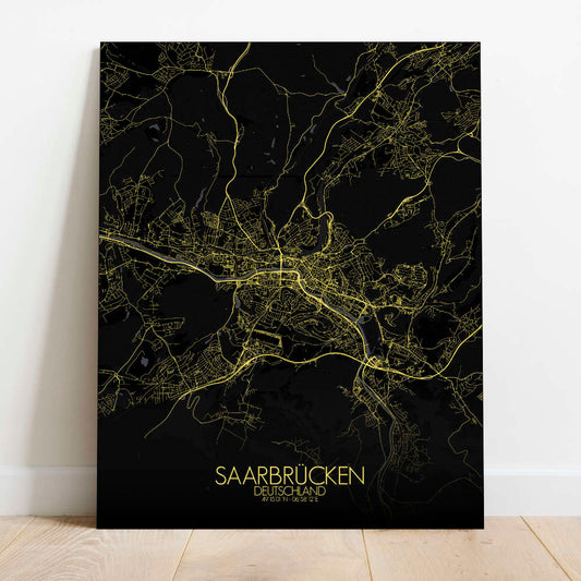 Mapospheres Saarbrucken Night Design full page design canvas city map