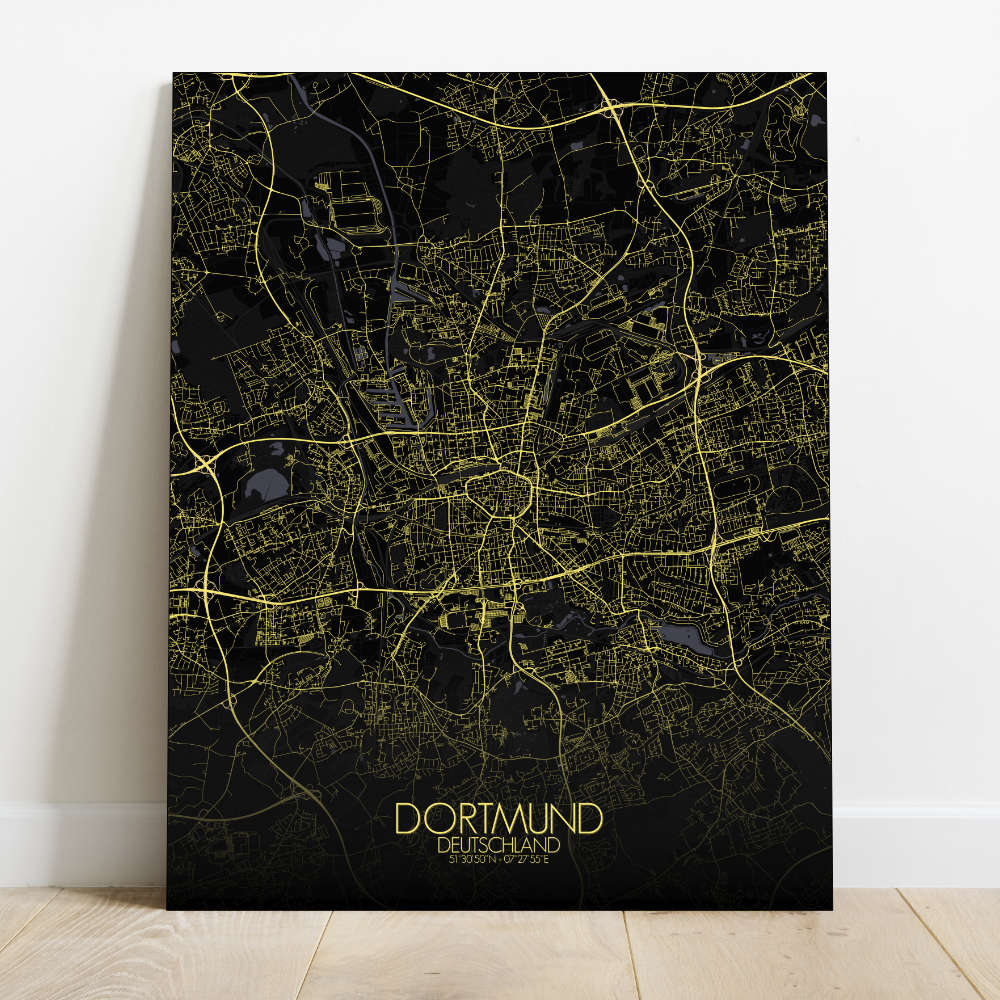 Mapospheres Dortmund Night Design full page design canvas city map