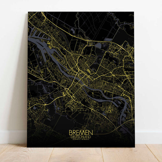 Mapospheres Bremen Night Design full page design canvas city map