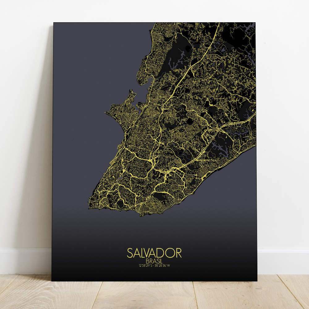 Mapospheres Salvador Night Design full page design canvas city map