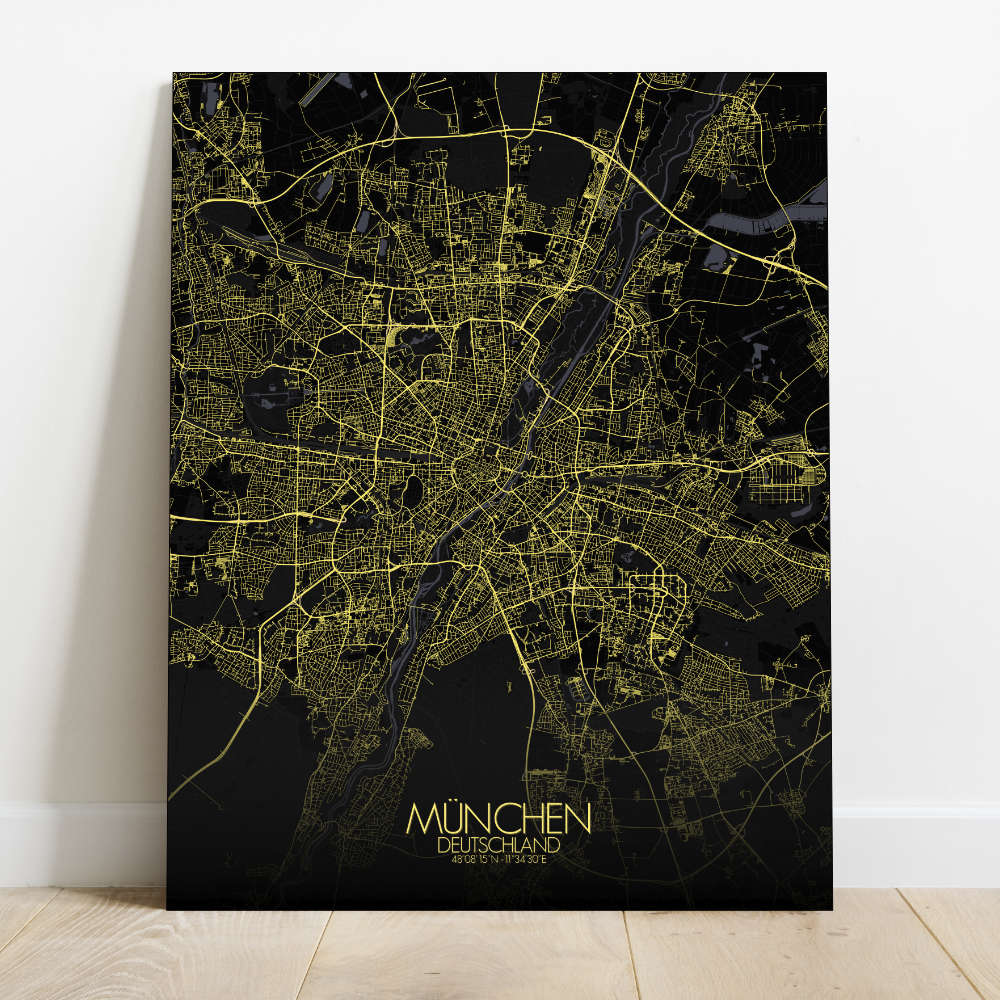 Mapospheres Munich Night Design full page design canvas city map