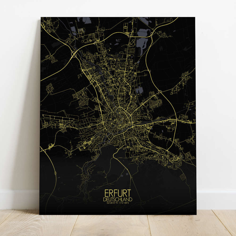 Mapospheres Erfurt Night Design full page design canvas city map